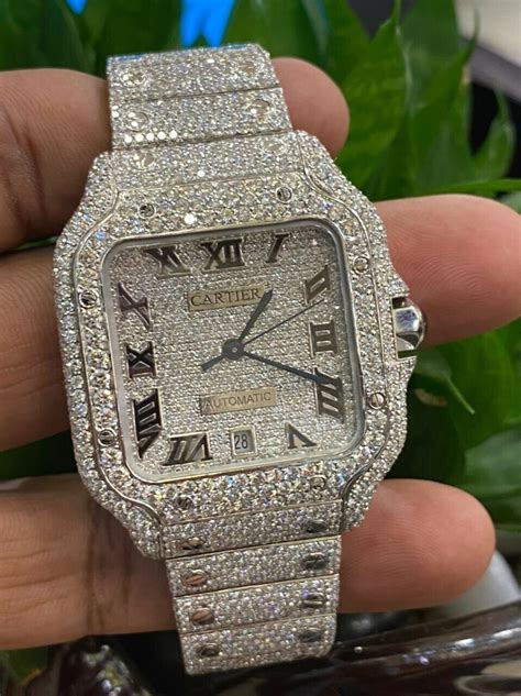 cartier watch diamond mens|cartier diamond watch men's silver.